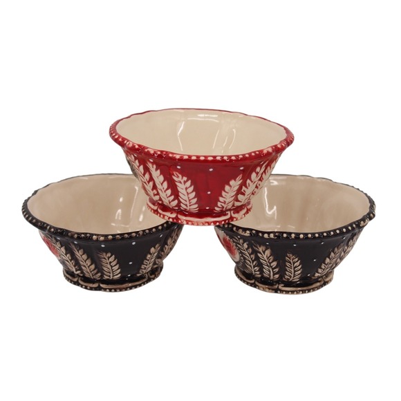 Blue Sky Ceramics Heather Goldminc Bowl Dish Birds Textured 2012 set of 3 VTG - Picture 2 of 7